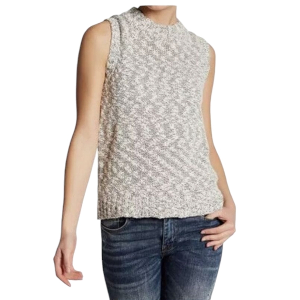NAADAM Knit sweater vest, black/white, cotton blend, size S - Picture 1 of 6